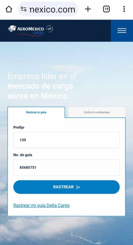 pagina de aeromexico cargo